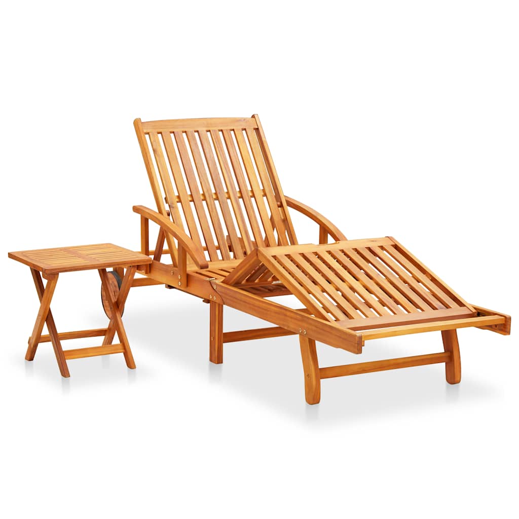 Vidaxl ligbed met tafeltje en kussen massief acaciahout
