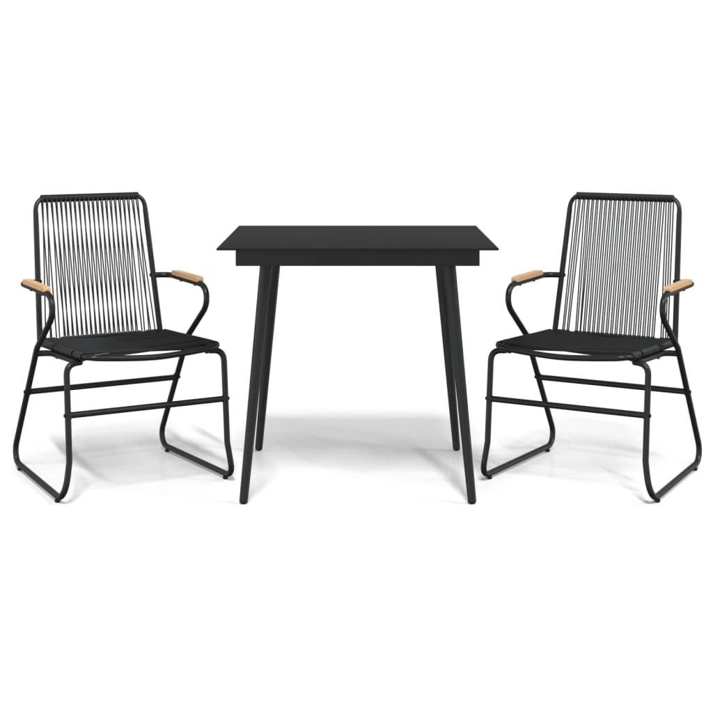 Vidaxl 3-delige tuinset pvc-rattan zwart