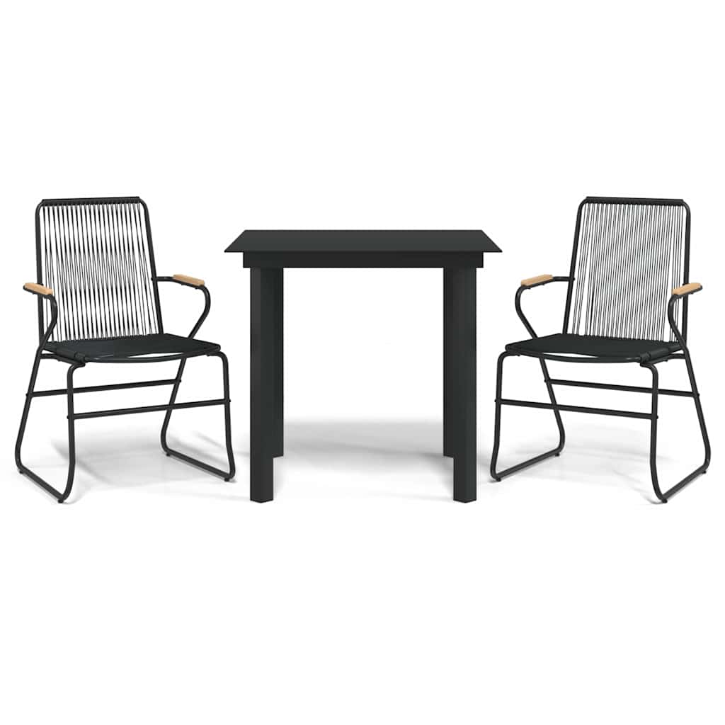 Vidaxl 3-delige tuinset pvc-rattan zwart