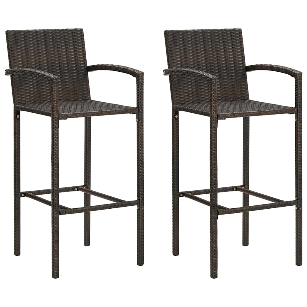 Vidaxl 3-delige tuinbarset met armleuningen poly rattan bruin