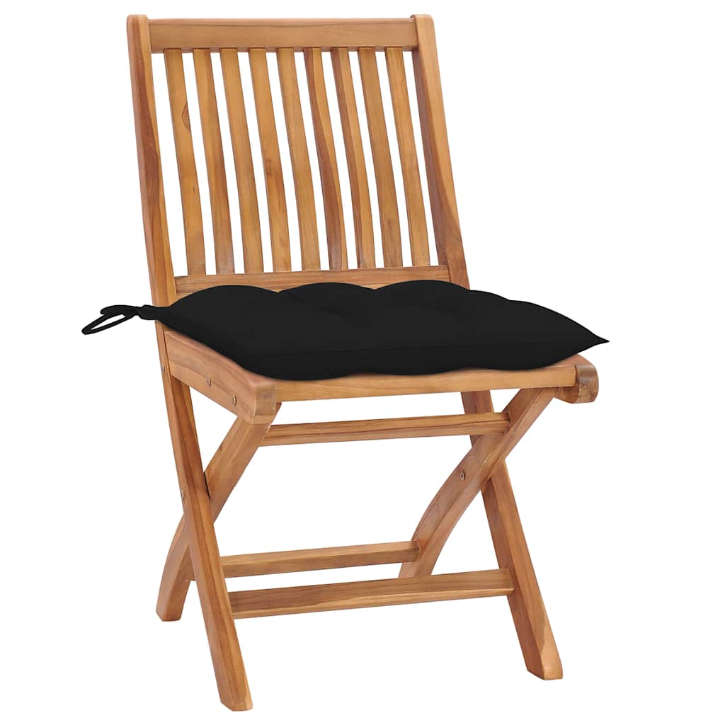 Vidaxl tuinstoelen 2 st met zwarte kussens massief teakhout