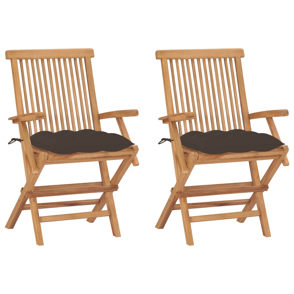 Vidaxl tuinstoelen 2 st met taupe kussens massief teakhout
