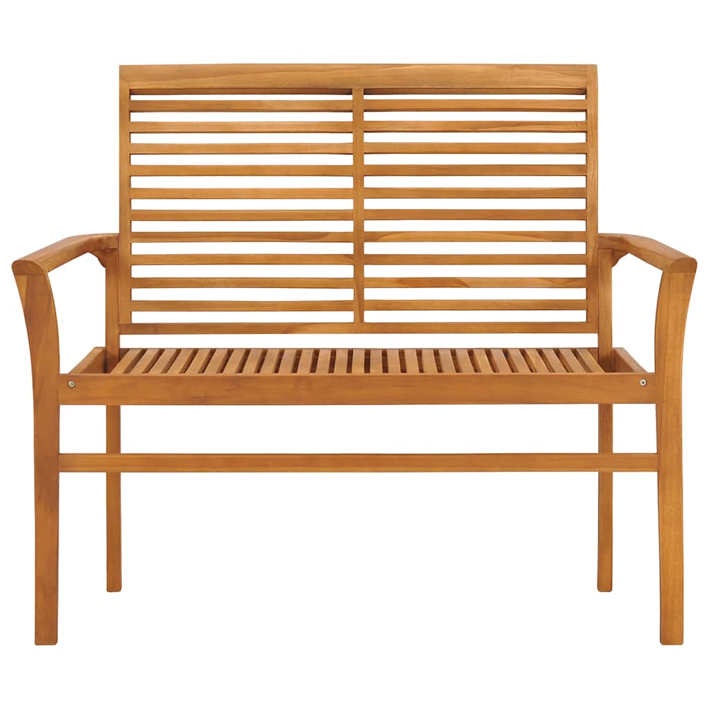 Vidaxl tuinbank met heldergroen kussen 112 cm massief teakhout