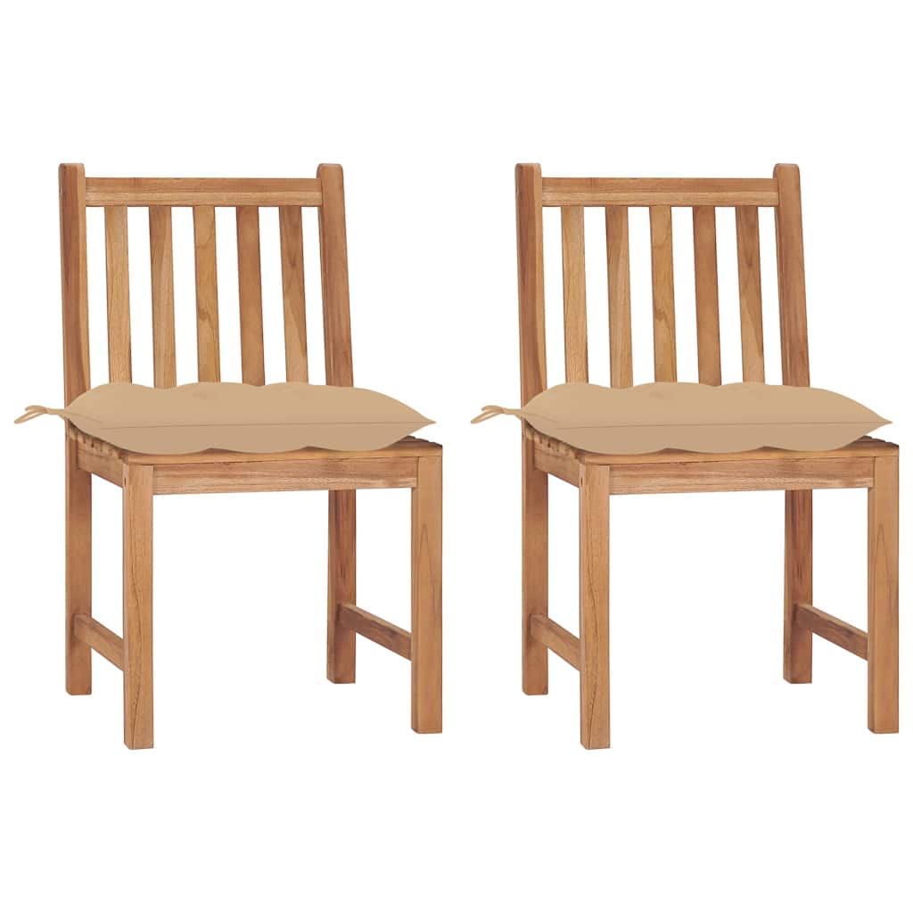 Vidaxl tuinstoelen 2 st met kussens massief teakhout