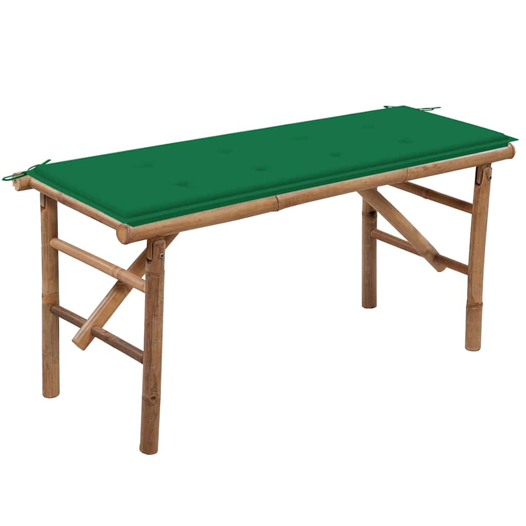 Vidaxl tuinbank inklapbaar met kussen 118 cm bamboe