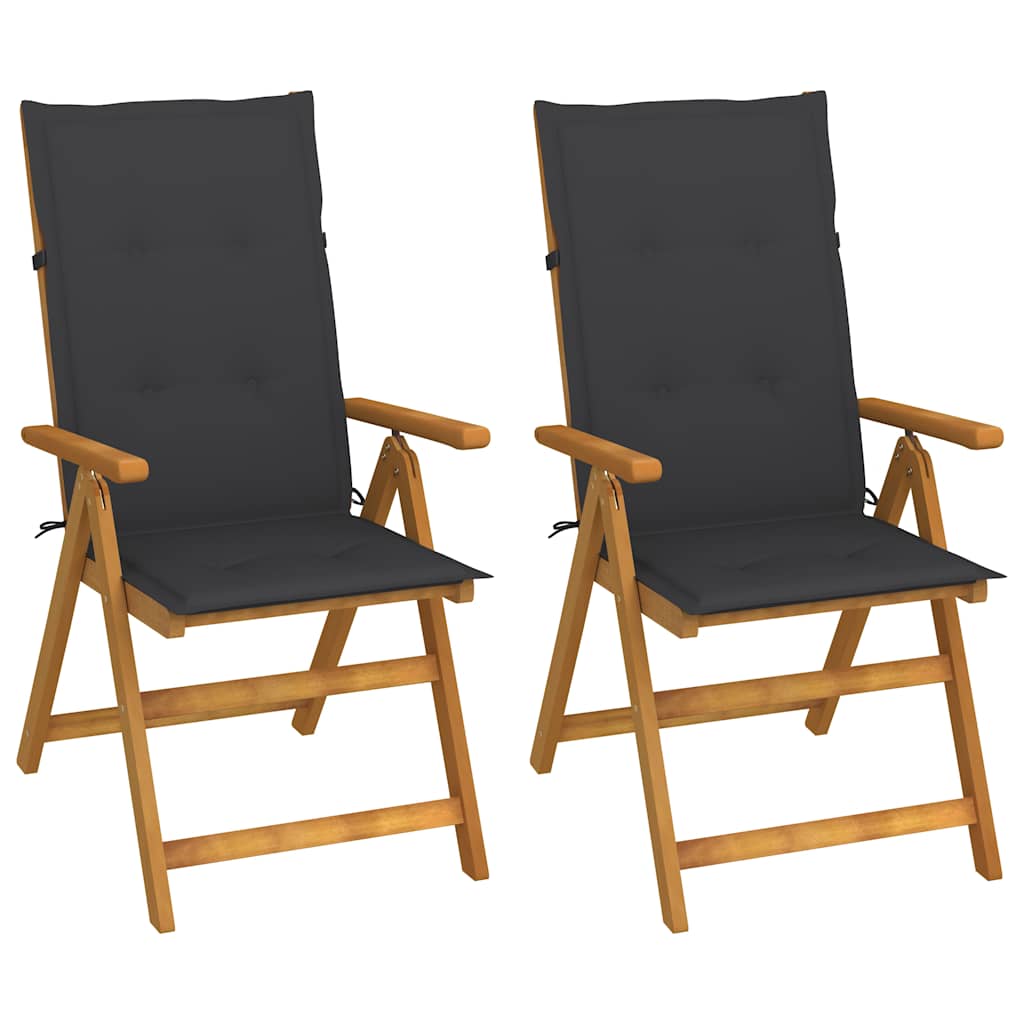 Vidaxl tuinstoelen 2 st verstelbaar met kussens massief acaciahout