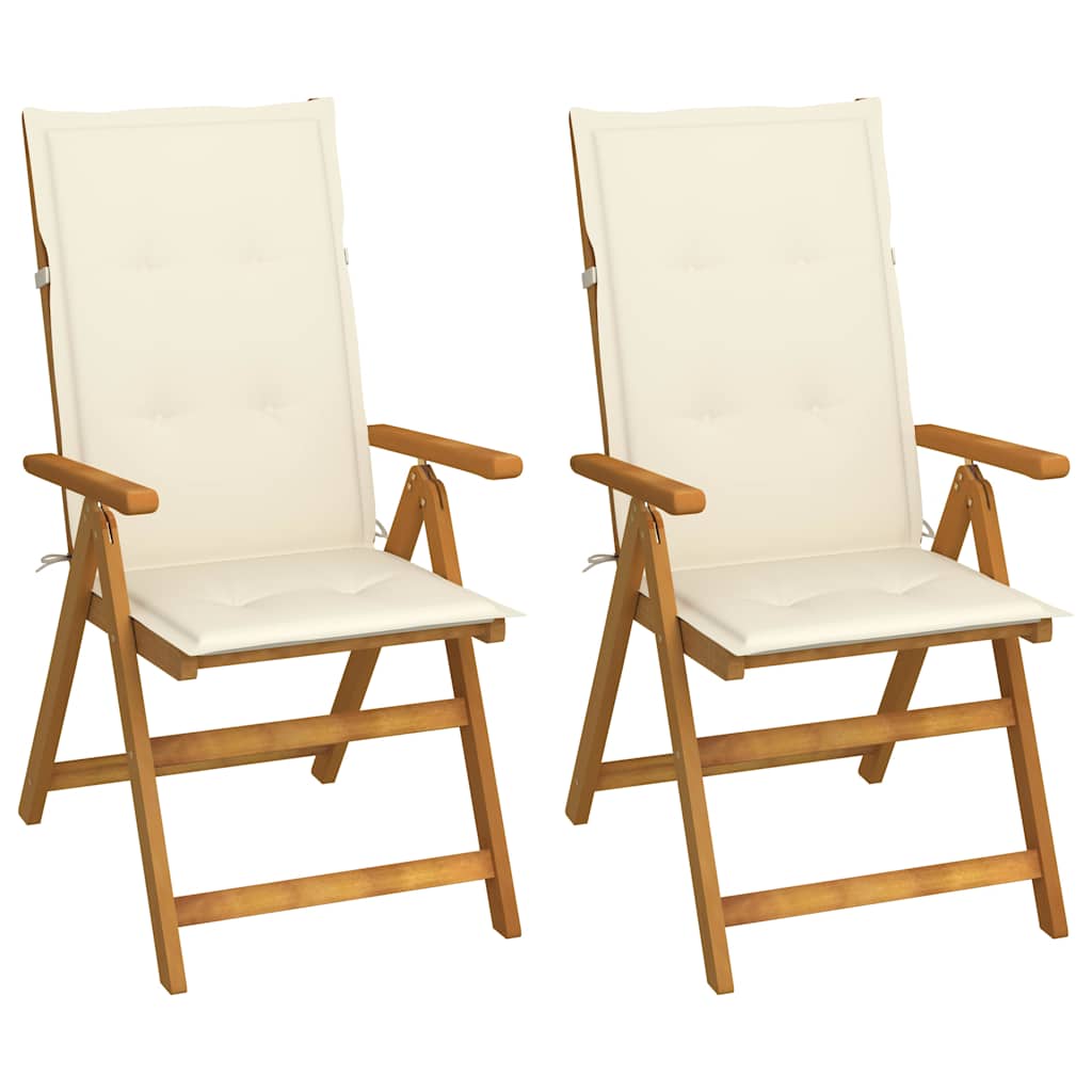 Vidaxl tuinstoelen 2 st verstelbaar met kussens massief acaciahout