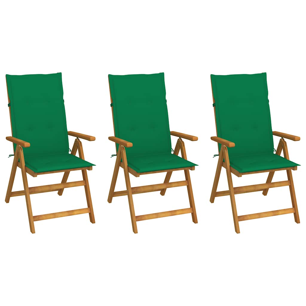 Vidaxl tuinstoelen 3 st inklapbaar met kussens massief acaciahout