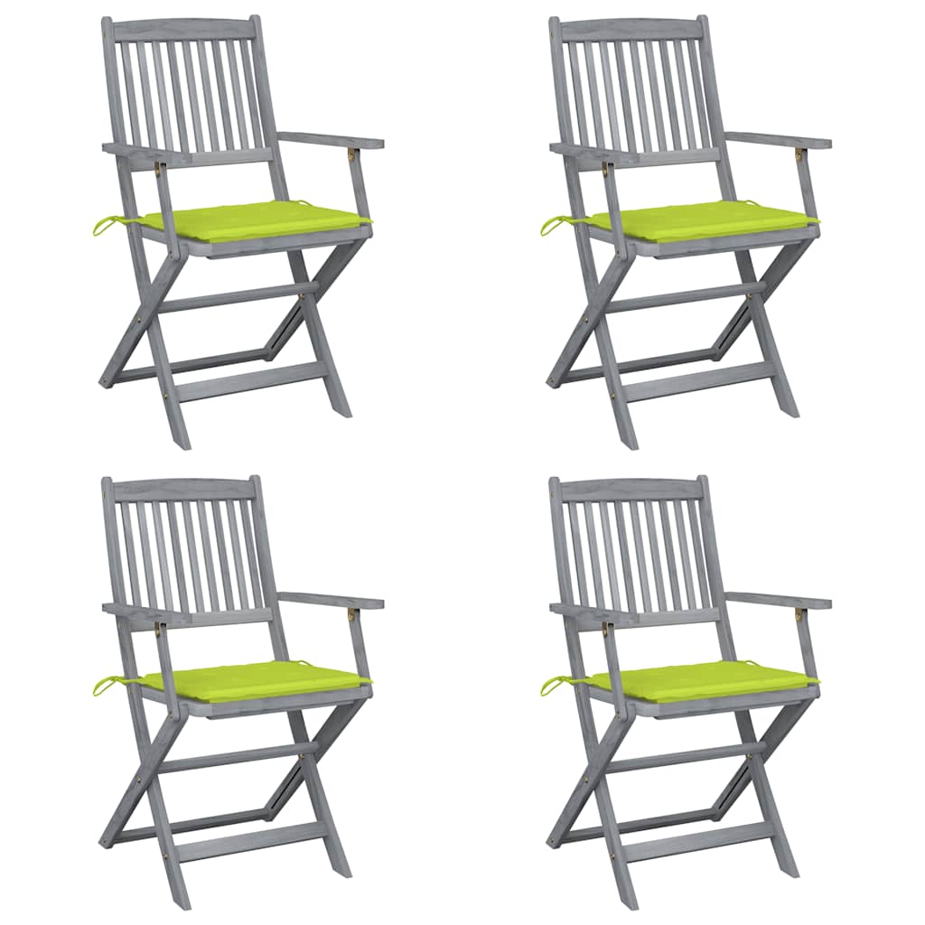 Vidaxl tuinstoelen 4 st inklapbaar met kussens massief acaciahout