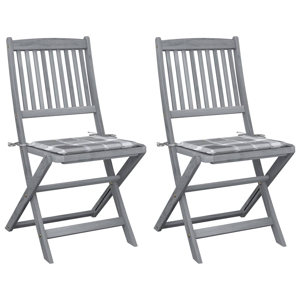 Vidaxl tuinstoelen 2 st inklapbaar met kussens massief acaciahout