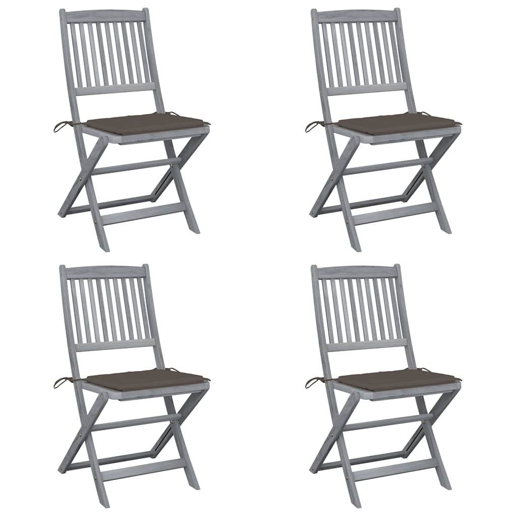 Vidaxl tuinstoelen 4 st inklapbaar met kussens massief acaciahout