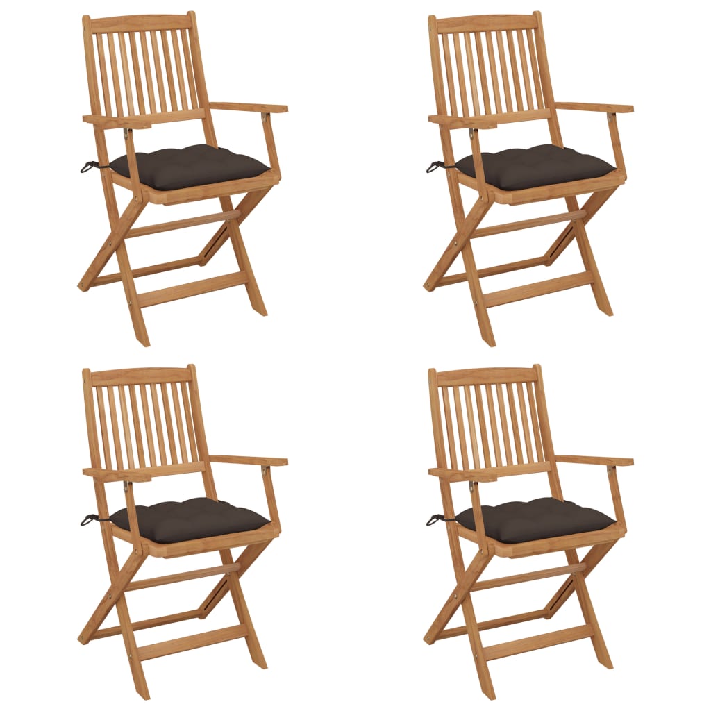 Vidaxl tuinstoelen 4 st inklapbaar met kussens massief acaciahout