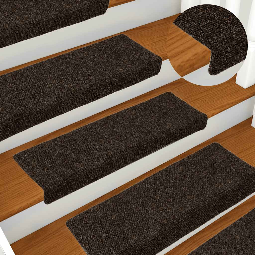 VidaXL Stufenmatten selbstklebend 15 Stück 65x21x4 cm dunkelbraun rechteckiger Rand