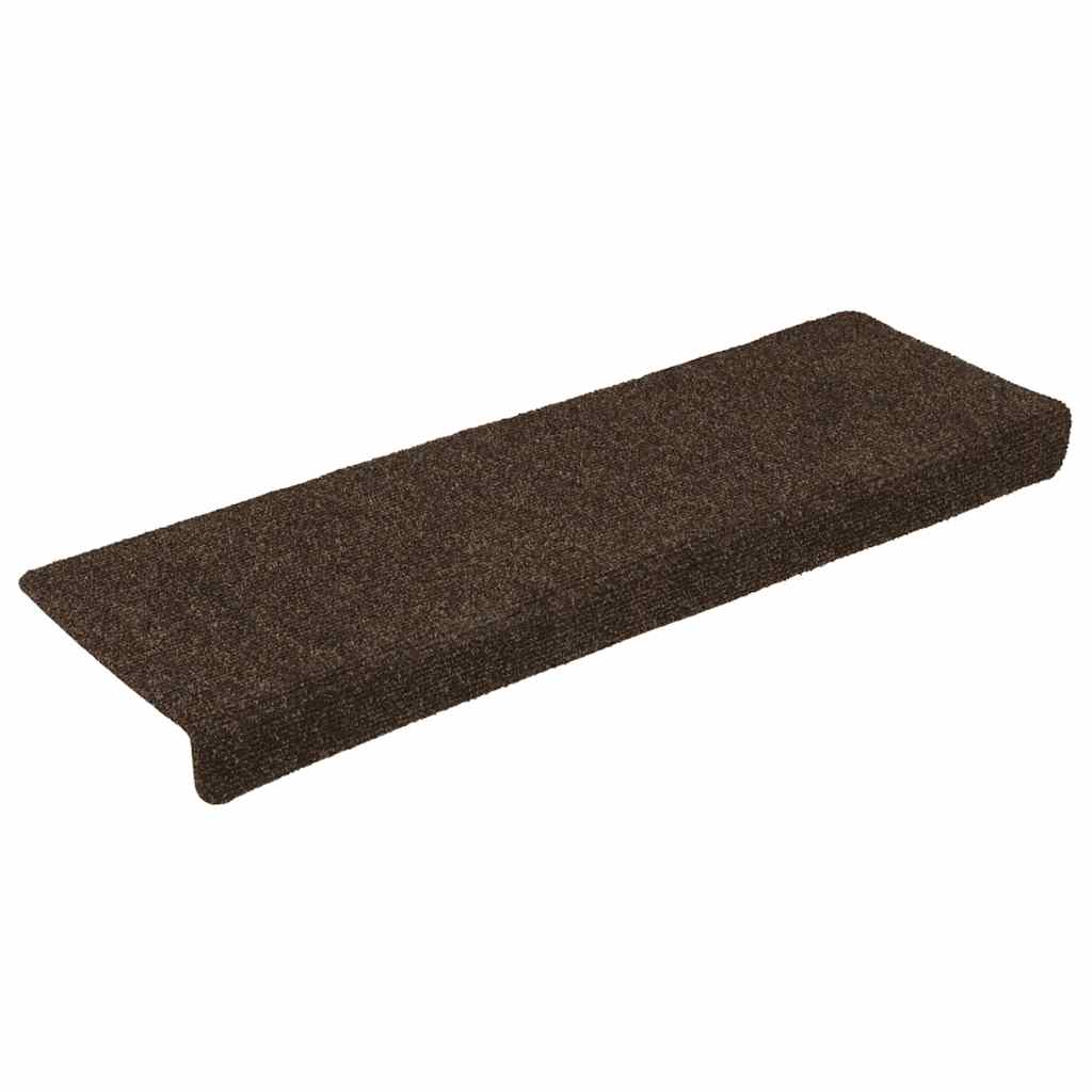 Vidaxl Treppenmatten Selbstadhäsiv 15 Teile 65x21x4 cm braune rechteckige Kante