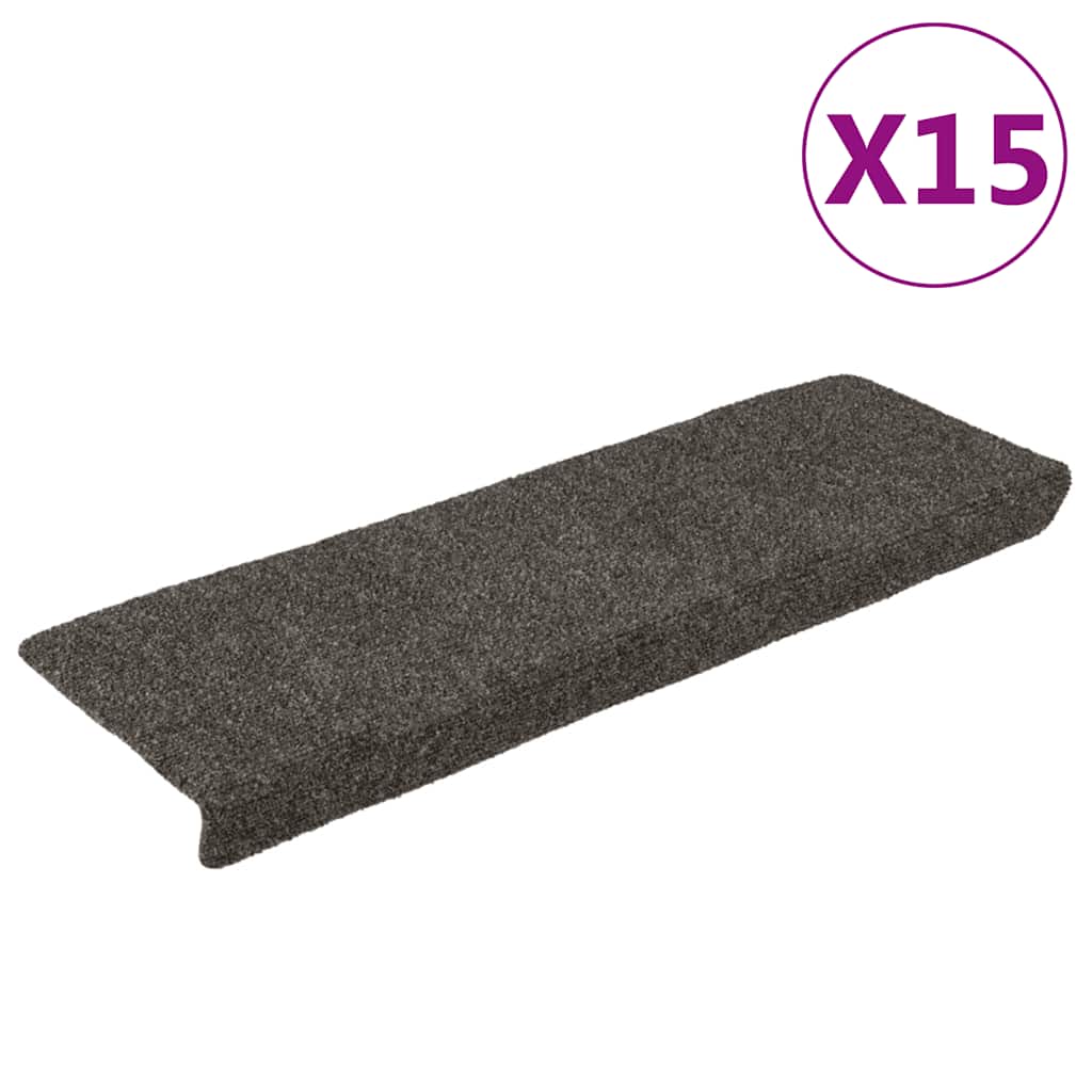 Vidaxl -Treppenmatten Selbstadhäsiv 15 Teile 65x21x4 cm Anthrazit -Rechteckkante