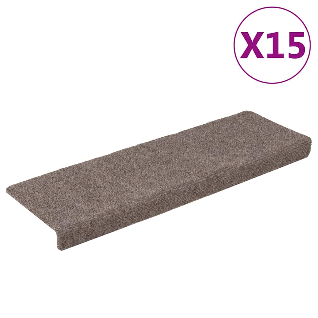 Vidaxl Treppenmatten Selbstadhäsiv 15 Teile 65x21x4 cm beige rechteckige Kante