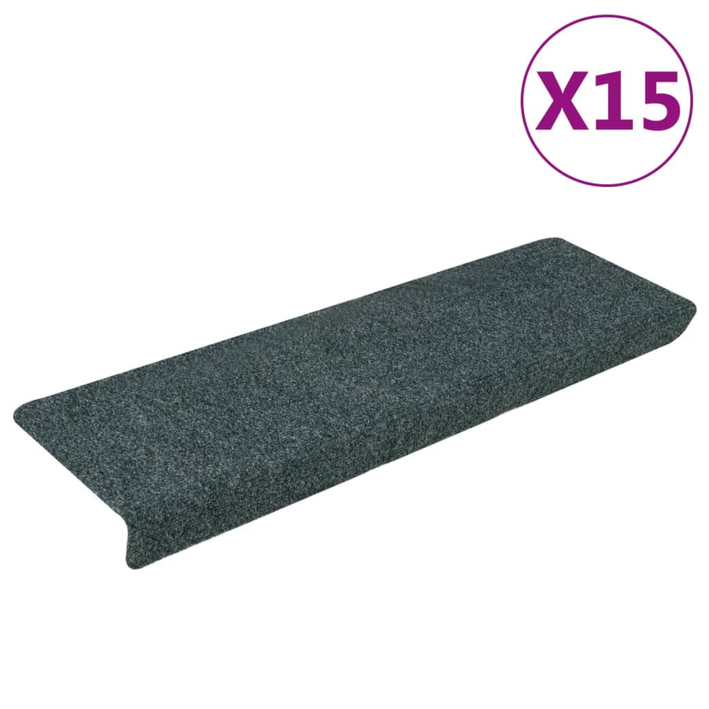 Vidaxl Treppenmatten Selbstadhäsiv 15 Teile 65x21x4 cm grüne rechteckige Kante