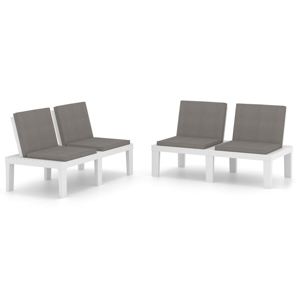 Vidaxl loungebanken 2 st met kussens kunststof wit