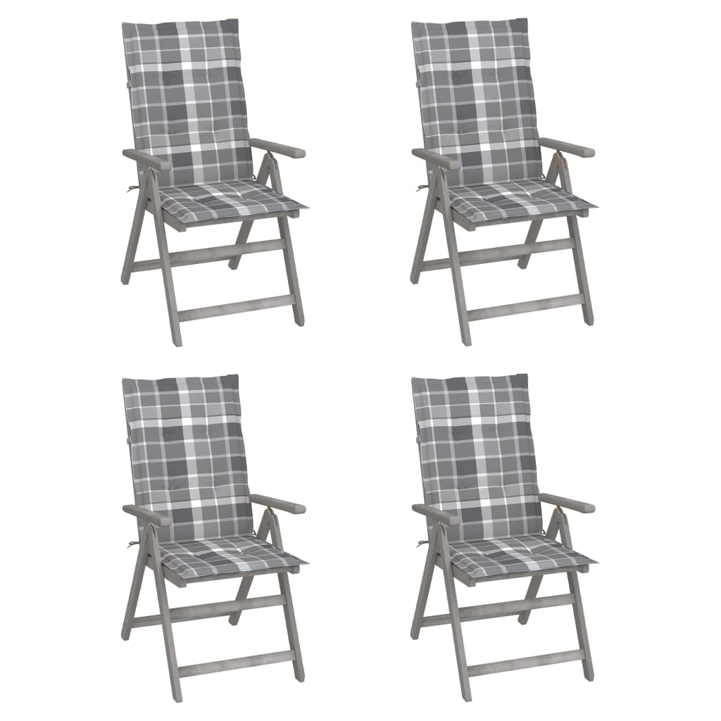 Vidaxl tuinstoelen 4 st verstelbaar met kussens massief acaciahout