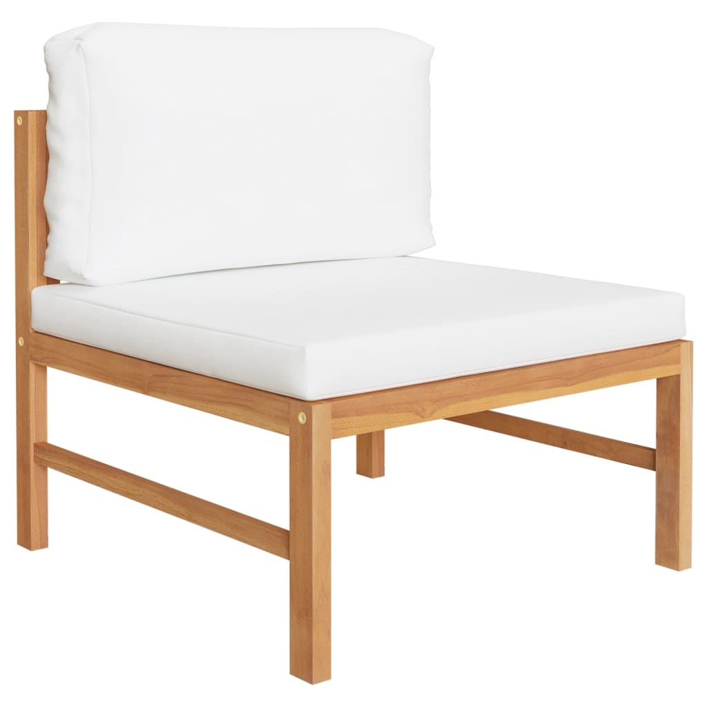 Vidaxl 3-delige loungeset met crèmekleurige kussens teakhout