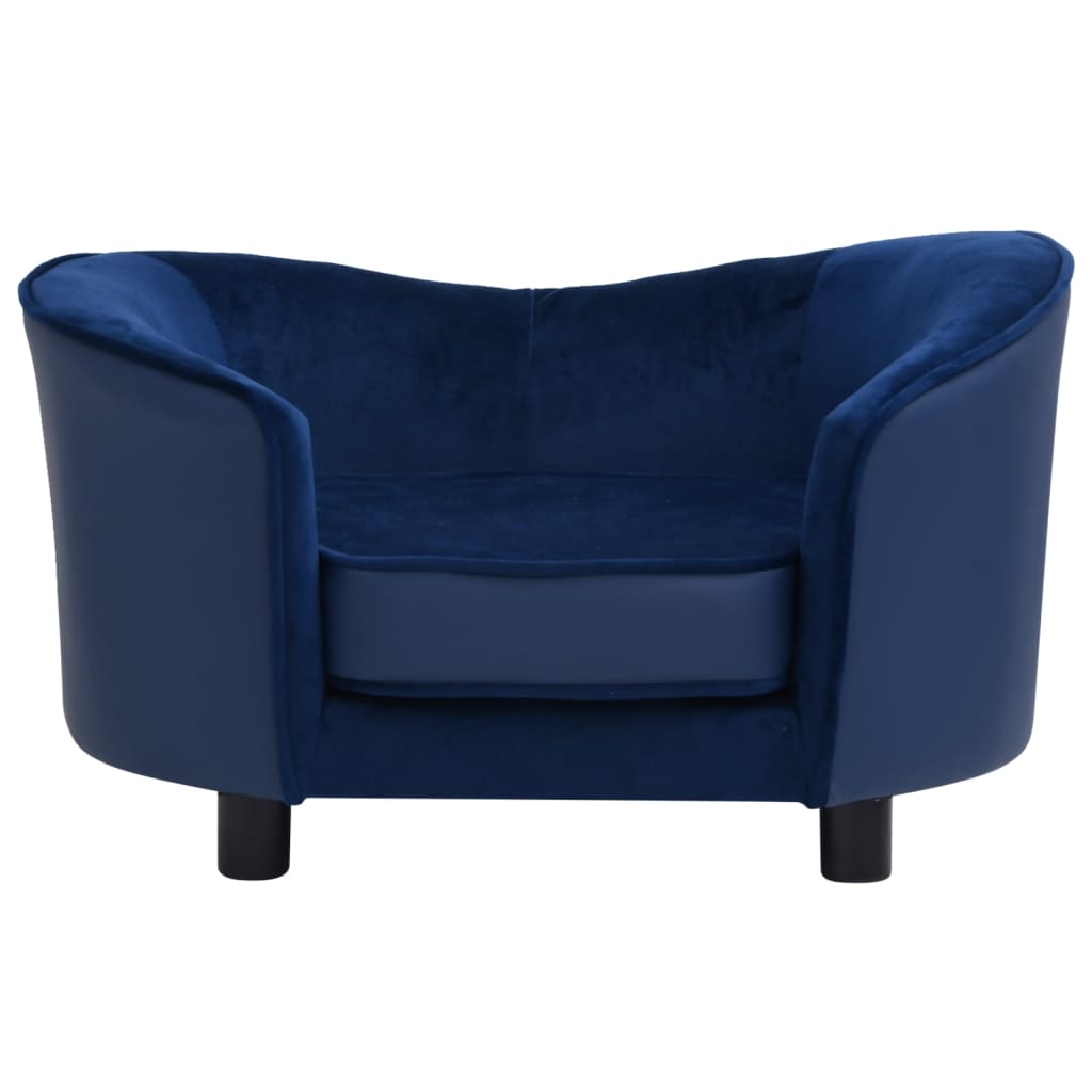 Vidaxxl Hundesofa 69x49x40 cm Plüsch und Kunstleder blau
