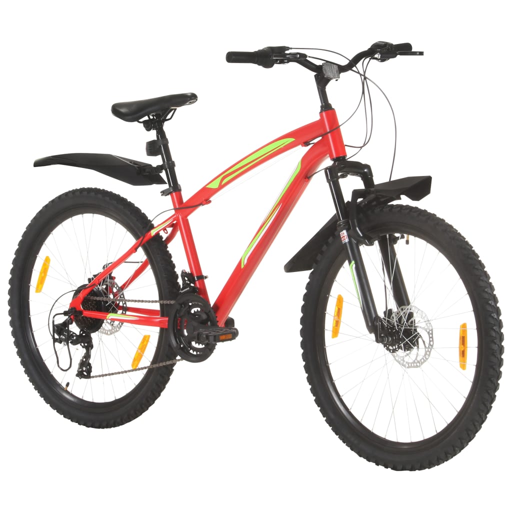 Vidaxl Mountainbike 21 Zahnräder 26 Zoll Räder 36 cm rot