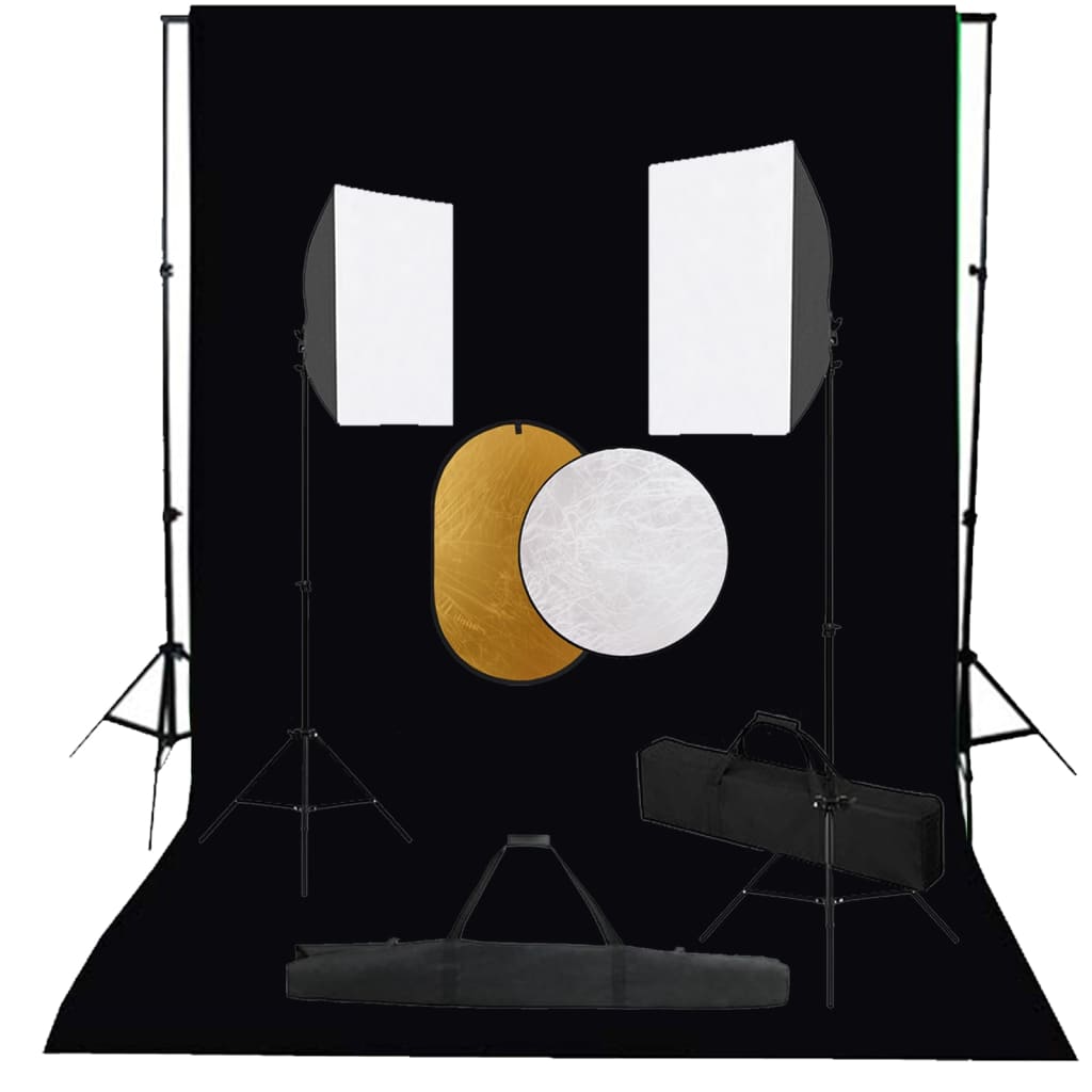 Vidaxl Photo Studio Set mit Softbox -Lampen, Hintergrund und Reflektor