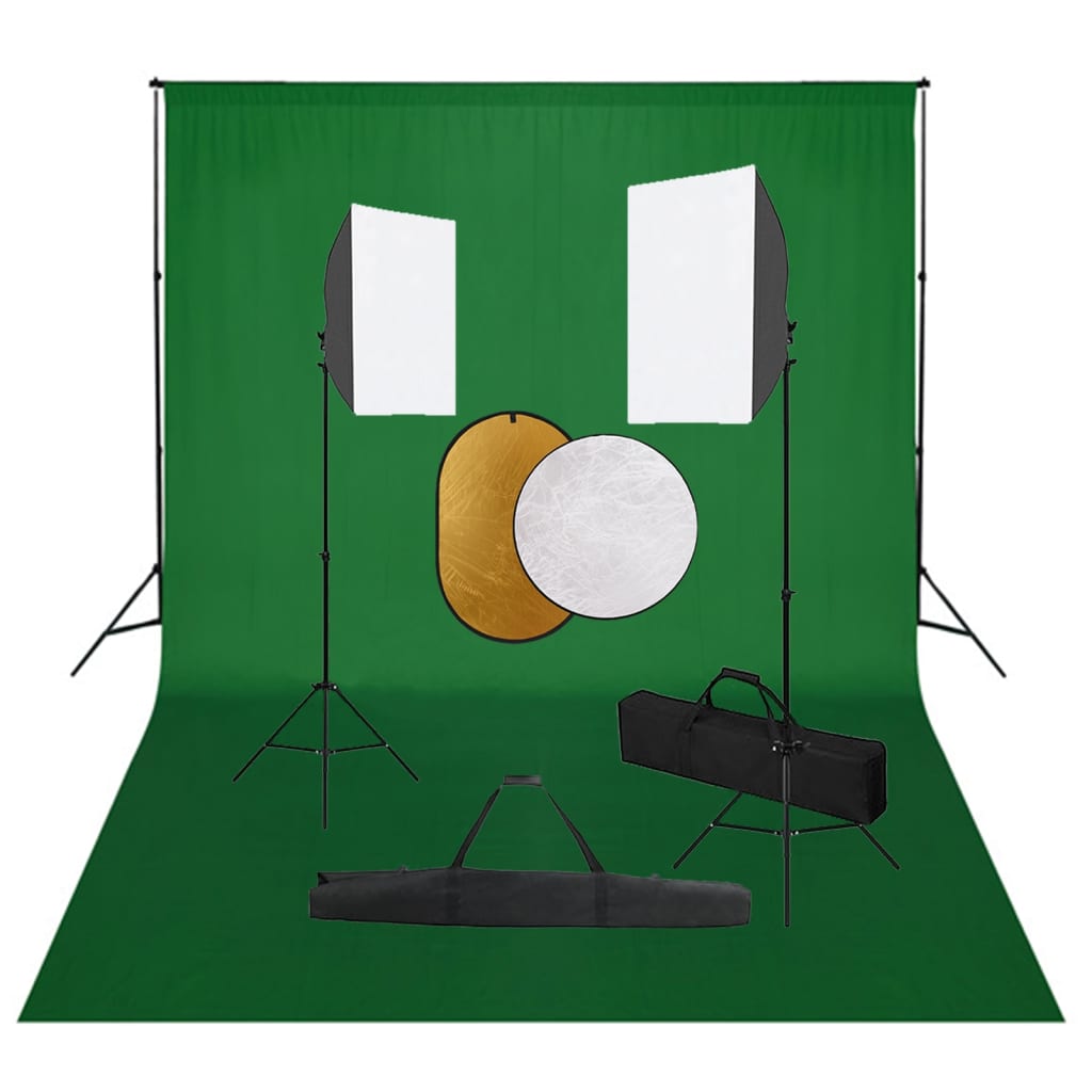 Vidaxxl Fotostudio-Set mit Softbox-Leuchten, Hintergrund und Reflektor
