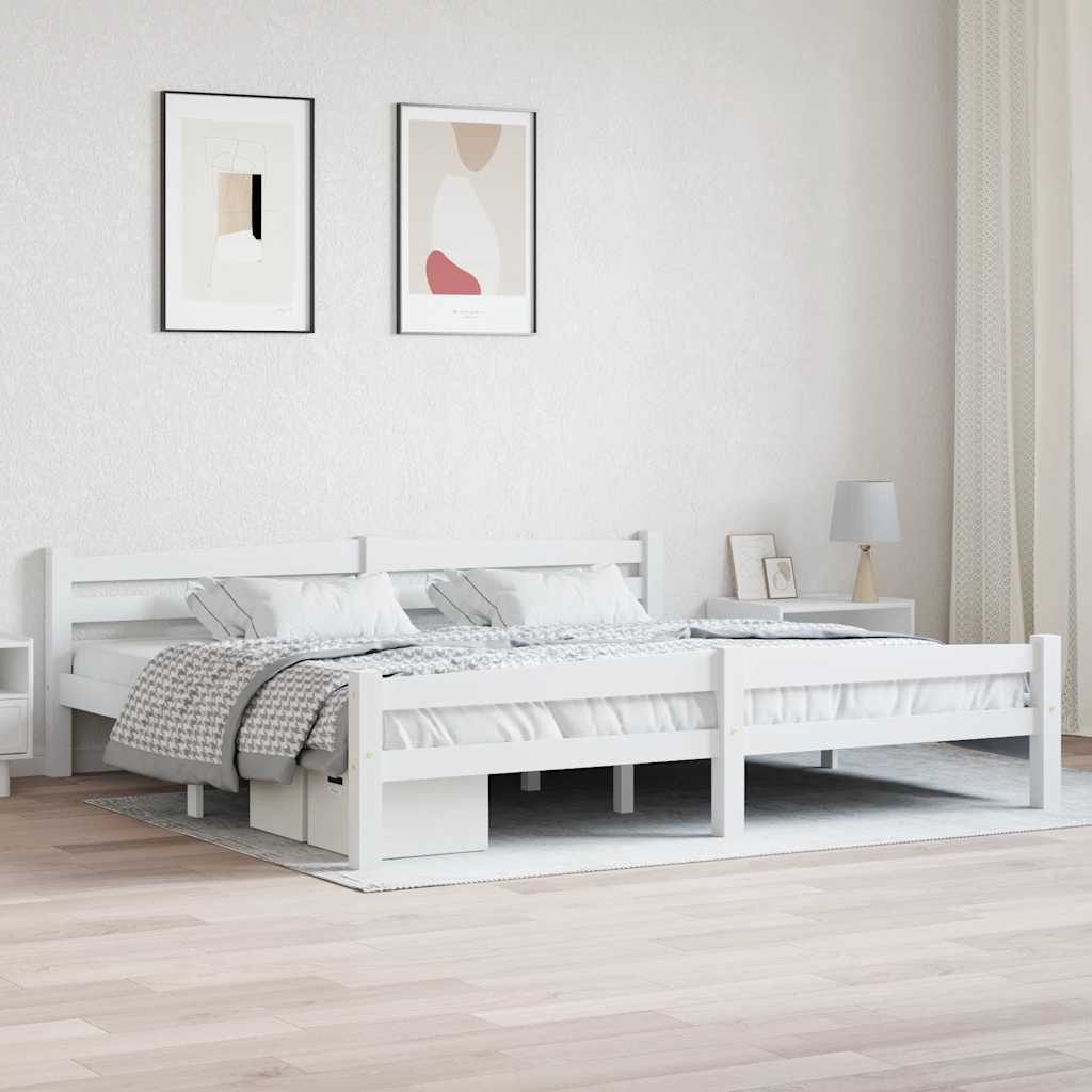 Vidaxl bedframe massief grenenhout wit 200x200 cm