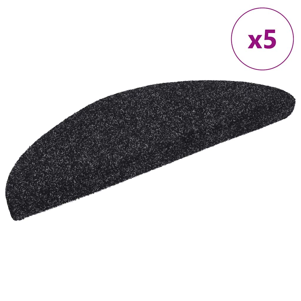 Vidaxl -Treppen selbst -adhäsiv 5 Teile 56x17x3 cm schwarze Hemisphäre halb -Runde