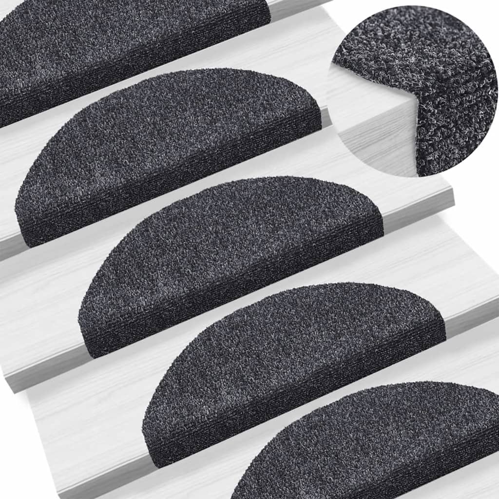 Vidaxl -Treppenmatten Selbstadhäsiv 10 ST 65x21x4 cm dunkelgraue Hemisphäre groß