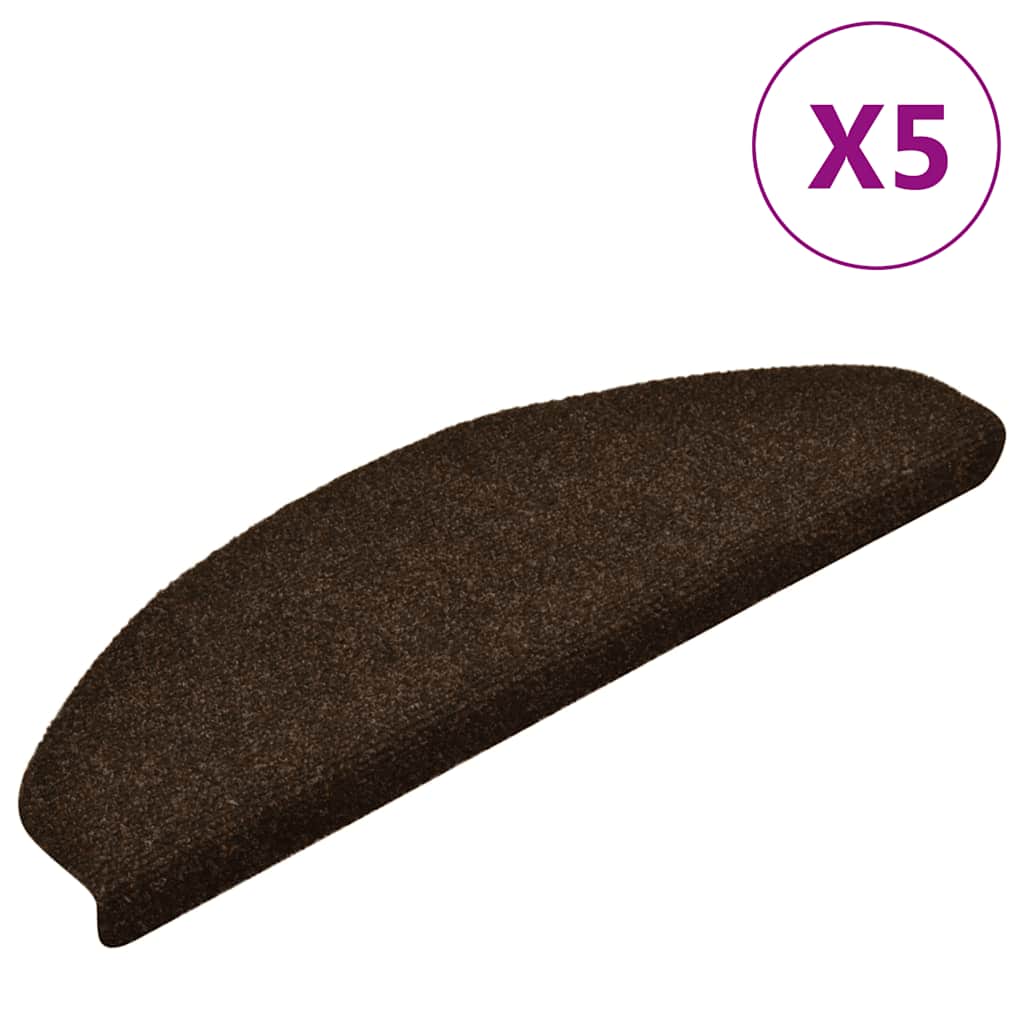 Vidaxl -Treppenmatten selbstadhäsiv 5 Stücke 65x21x4 cm braune halbrunde groß