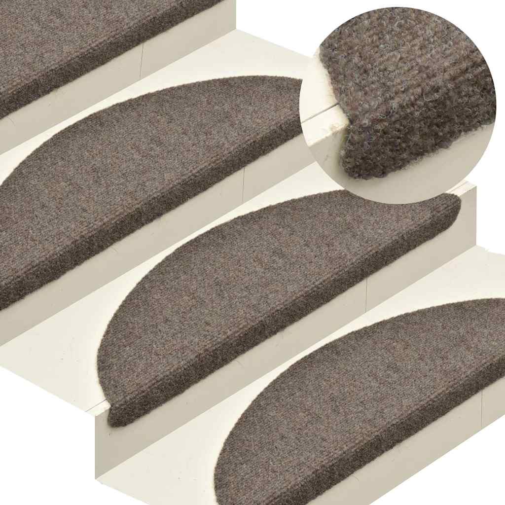 Vidaxl -Treppenmatten selbstadhäsiv 5 Teile 65x21x4 cm beige Hemisphäre groß