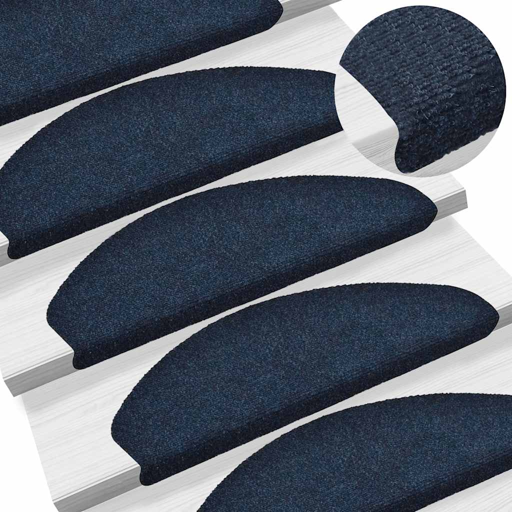 Vidaxx selbstklebende Stufenmatten 10 Stück 65x21x4 cm marineblau halbrund groß