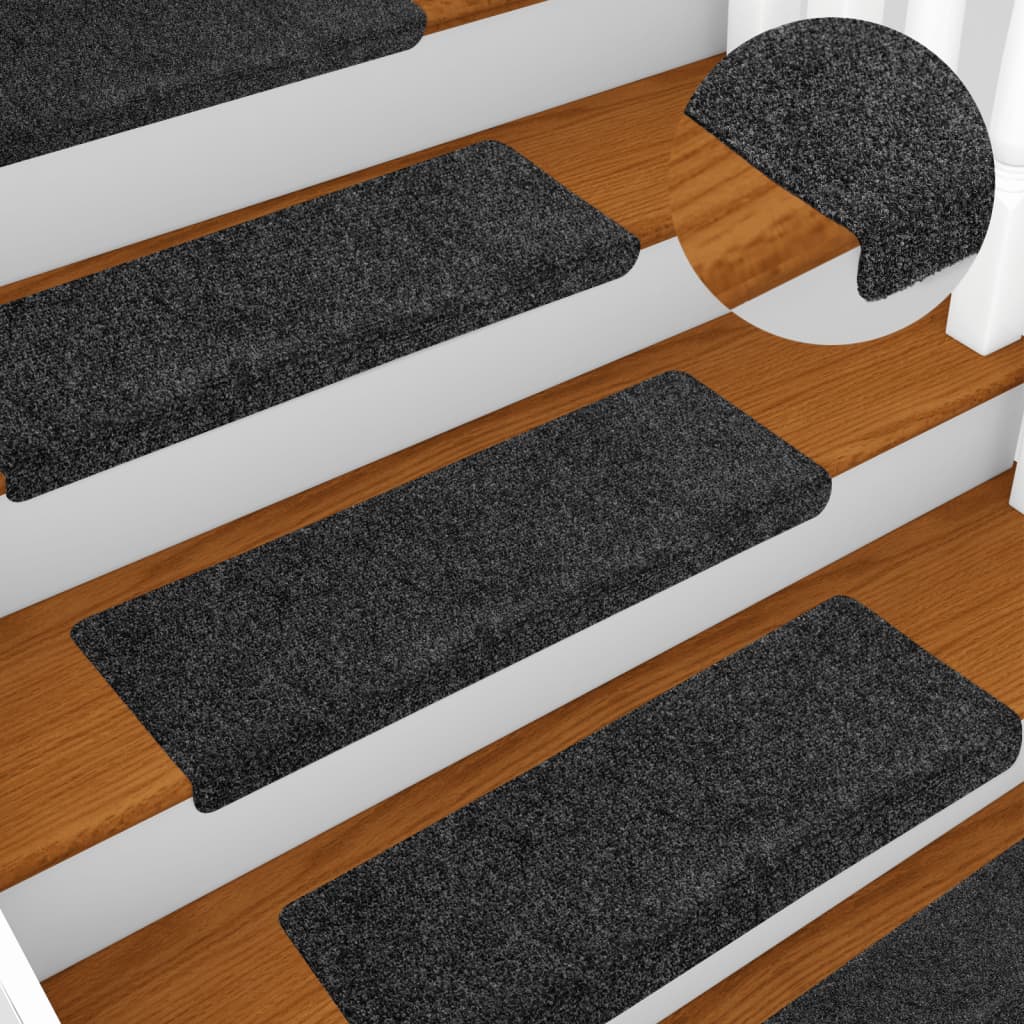 Vidaxl Treppenmatten Selbstadhäsiv 5 Teile 65x21x4 cm graue rechteckige Kante