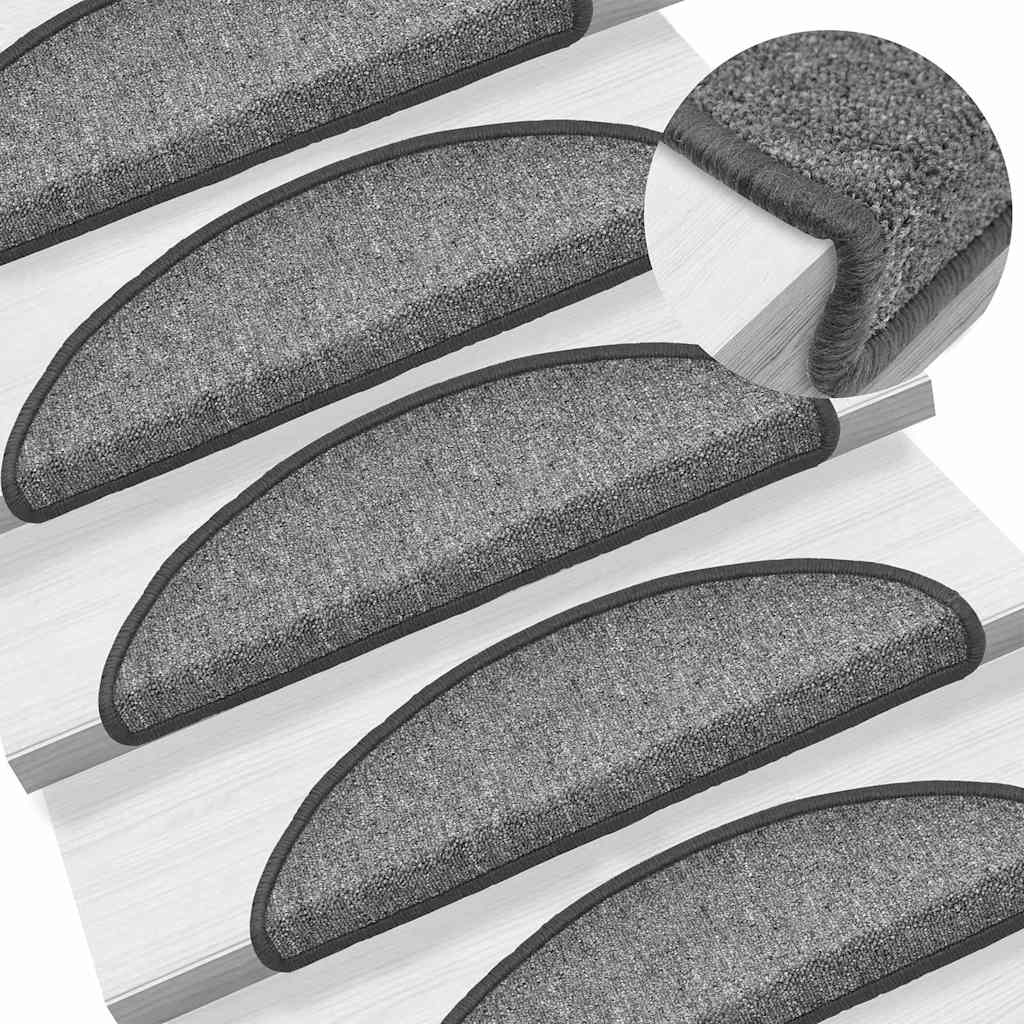 Vidaxl -Treppenmatten 10 ST 56x17x3 cm dunkelgraue Hemisphäre