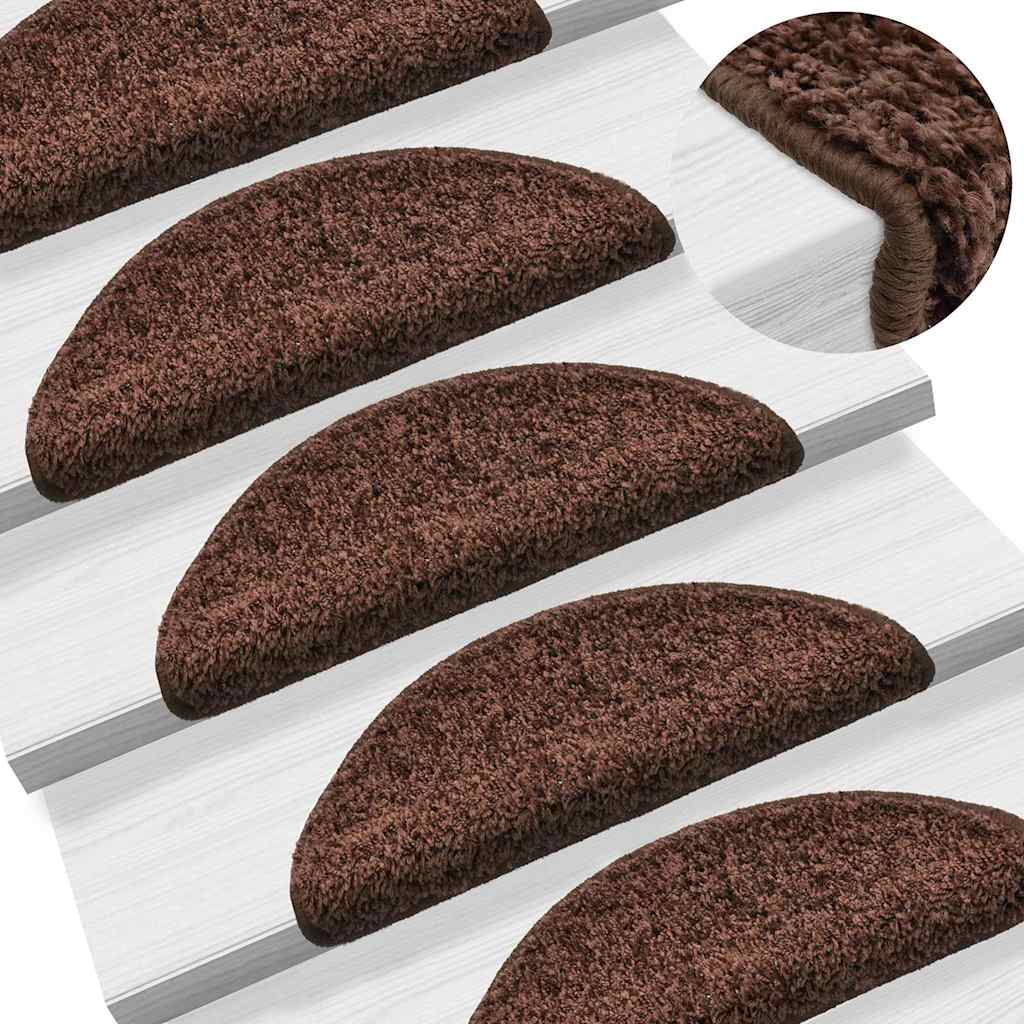 Vidaxl -Treppenmatten 10 ST 56x17x3 cm Brown Semi -Rounds