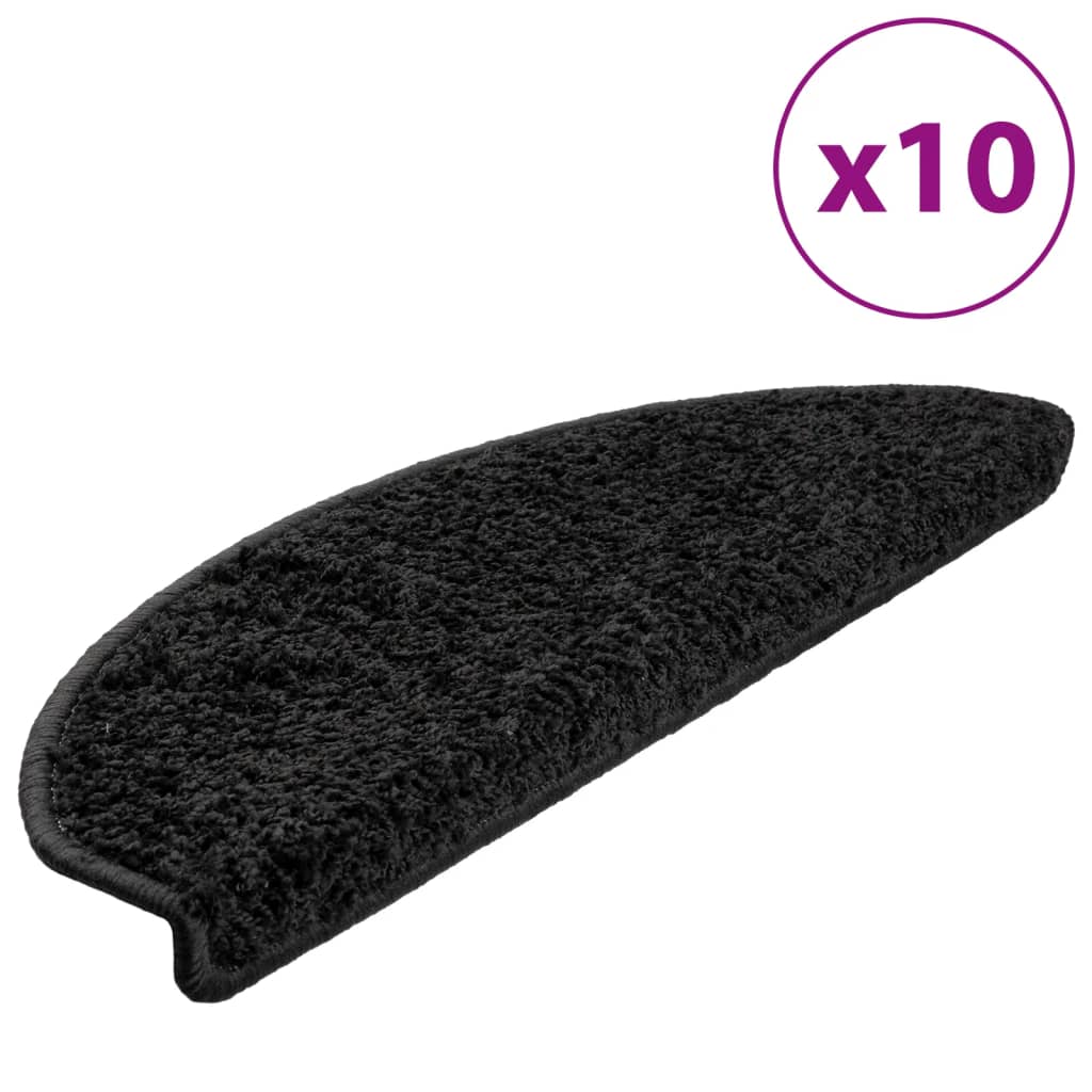 Vidaxl -Treppenmatten 10 ST 65x21x4 cm schwarze Halbblöcke groß