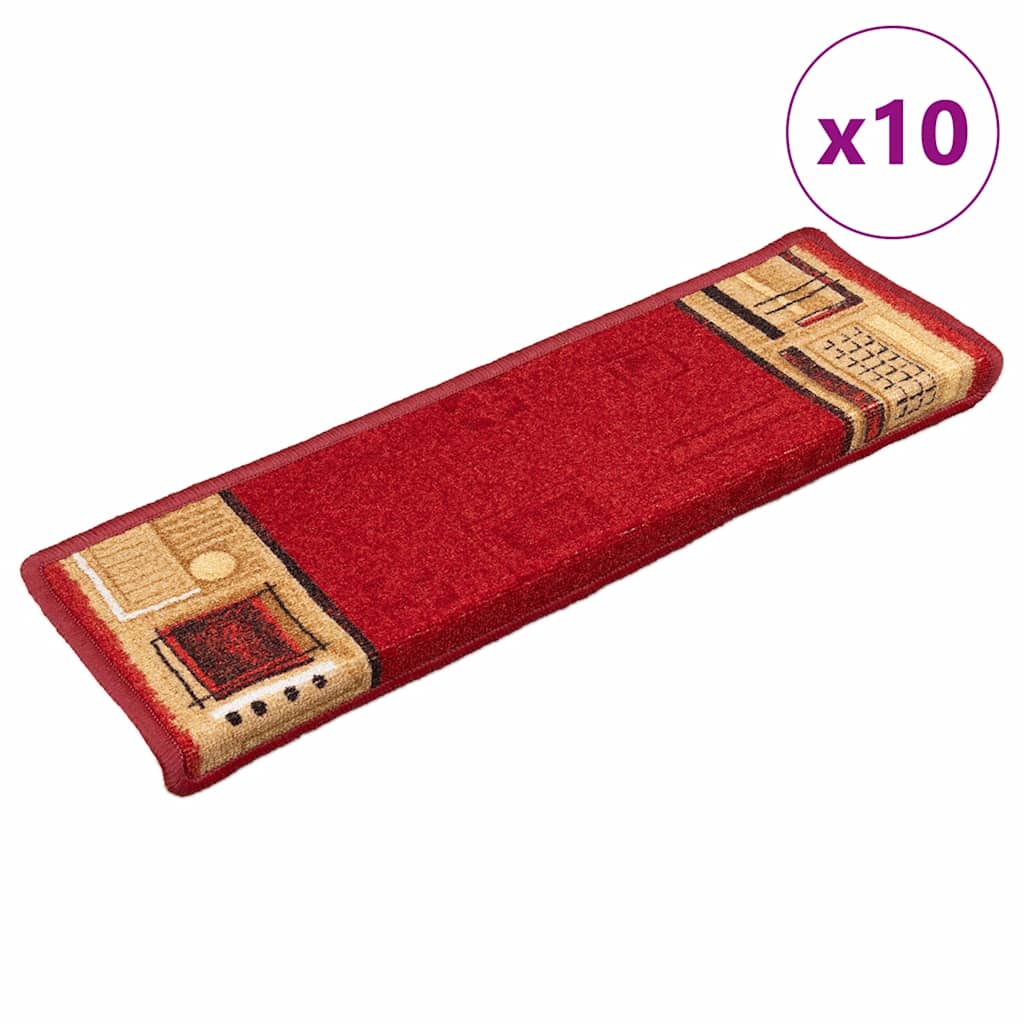 VidaXL Stufenmatten selbstklebend 10 Stück 65x21x4 cm rot