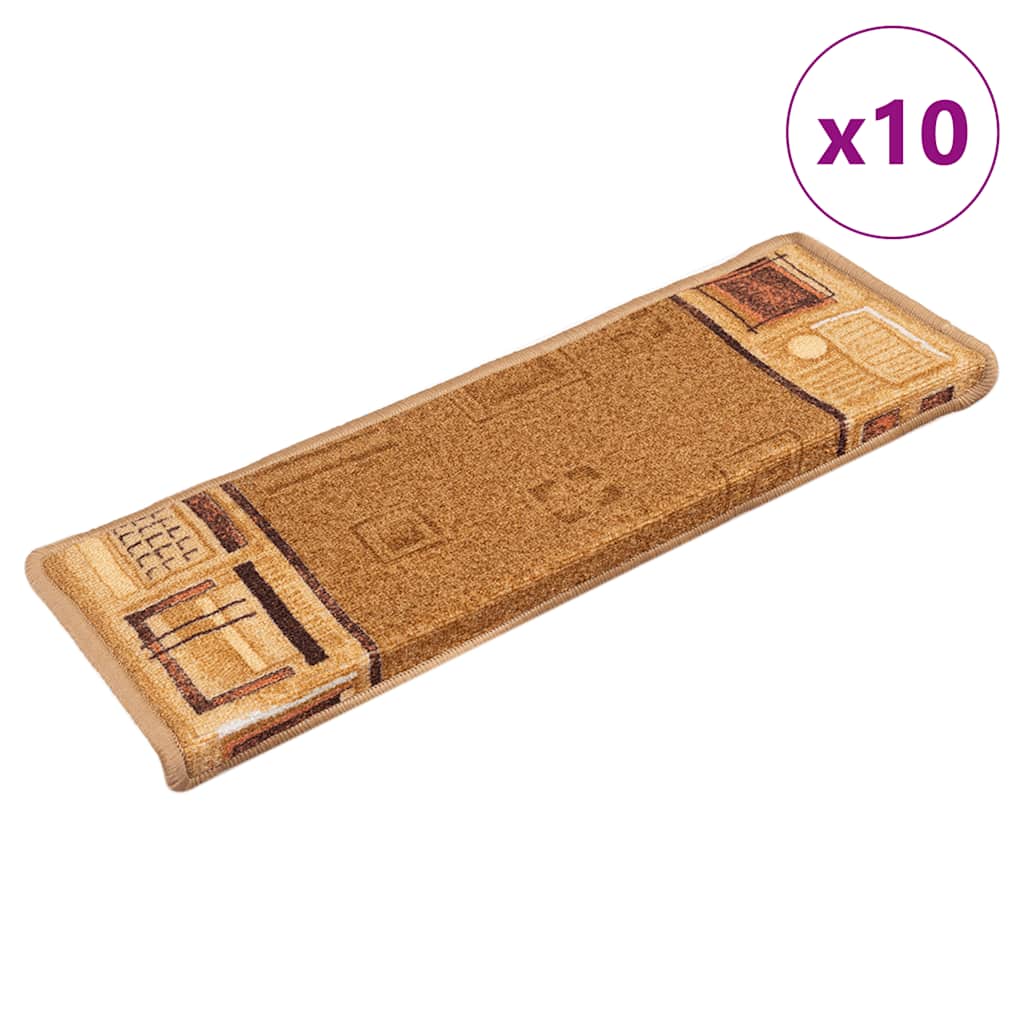 VidaXL Stufenmatten selbstklebend 10 Stück 65x21x4 cm Beige