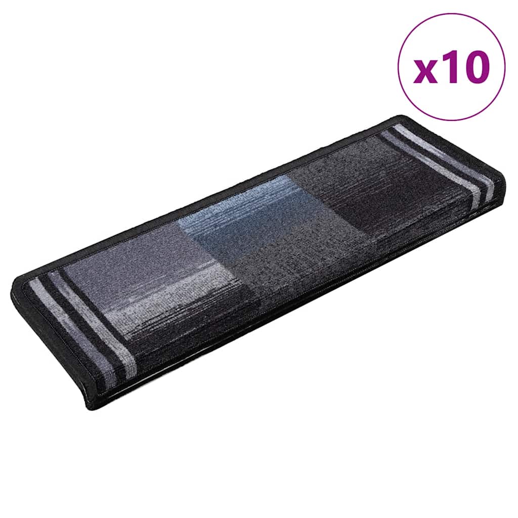 VidaXL Stufenmatten selbstklebend 10 Stück 65x21x4 cm Schwarz und Grau