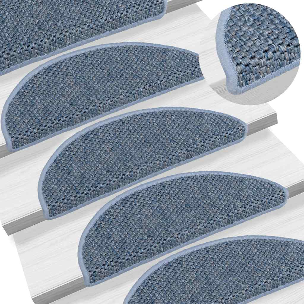 VidaXL Stufenmatten selbstklebend 15 Stk. Sisaloptik 56x17x3 cm Blau