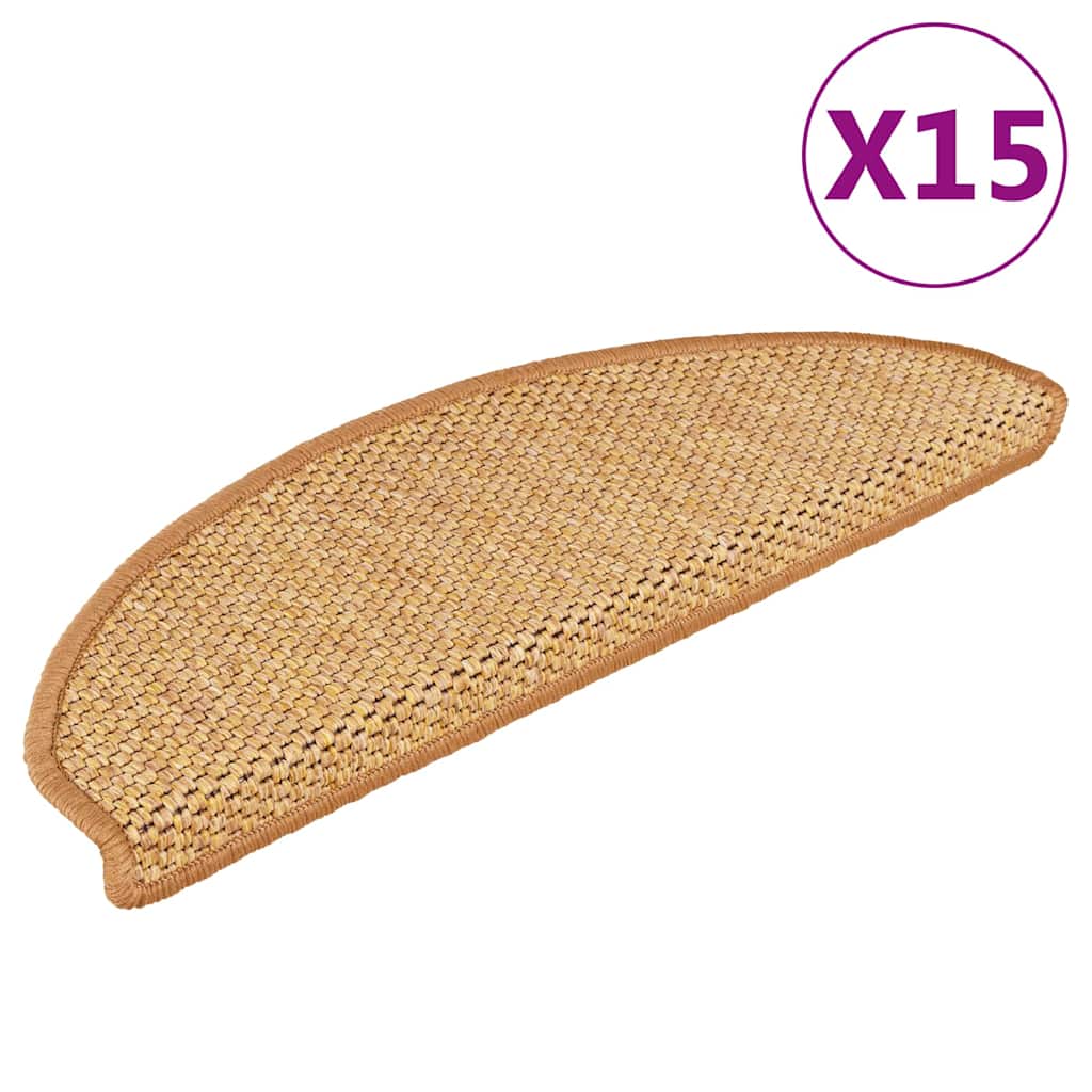 Vidaxl-Treppenmatten selbstklebend 15 St. Sisal Look 65x21x4 cm Sisalfarbe