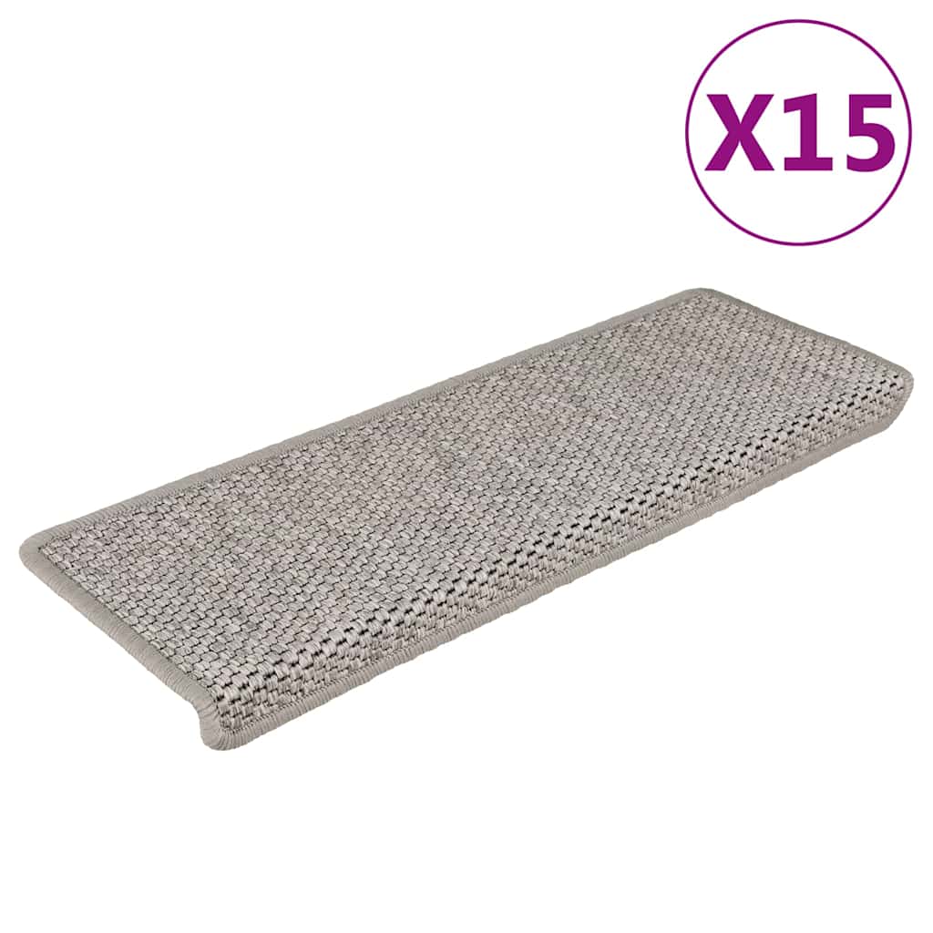 Vidaxl-Treppenmatten selbstklebend 15 St. Sisal Look 65x21x4cm Silberfarbe