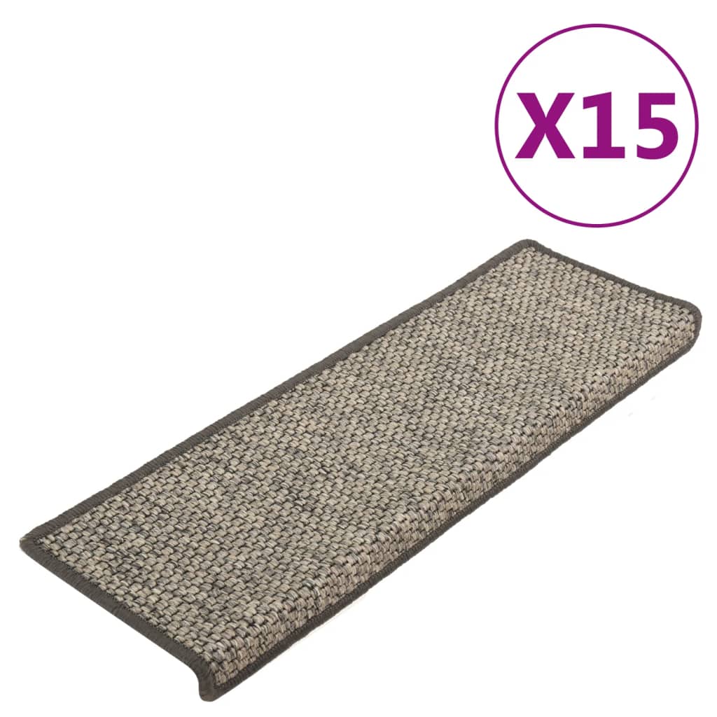 VidaXL Stufenmatten 15 Stück 65x21x4 cm Beige und Grau mit rechteckigem Rand