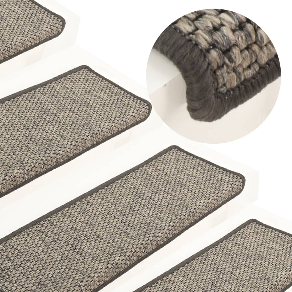 VidaXL Stufenmatten 15 Stück 65x21x4 cm Beige und Grau mit rechteckigem Rand