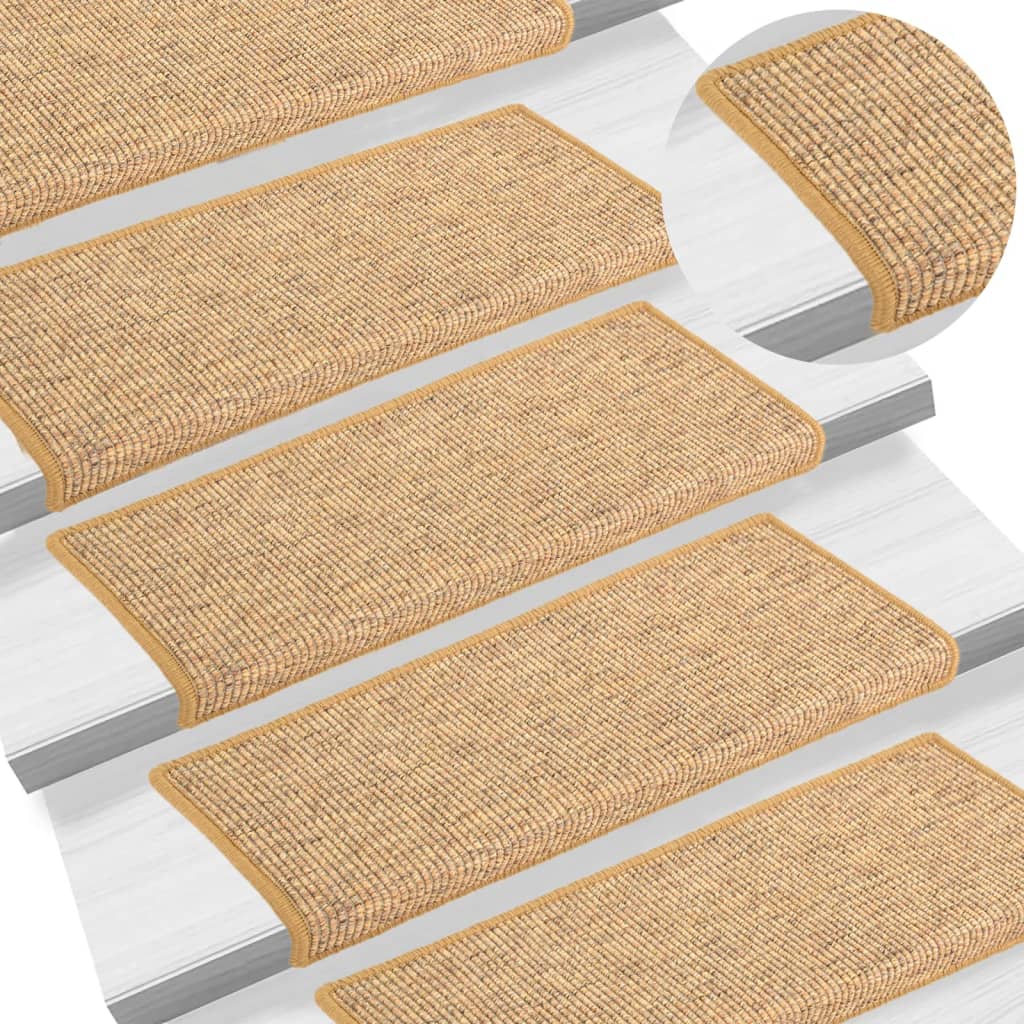 VidaXL Stufenmatten 15 Stk. 65x21x4 cm Sisal mit rechteckiger Kante