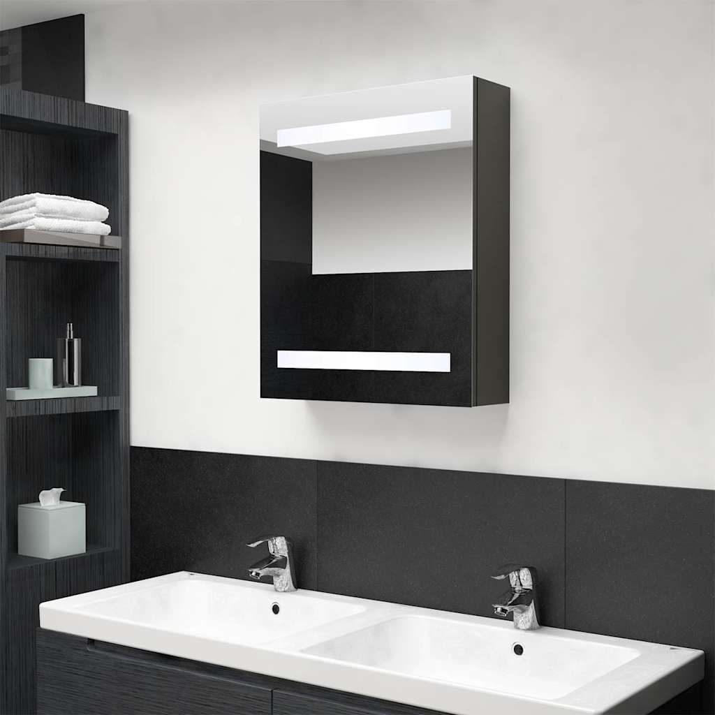 Vidaxl badkamerkast met spiegel en led 50x14x60 cm antracietkleurig