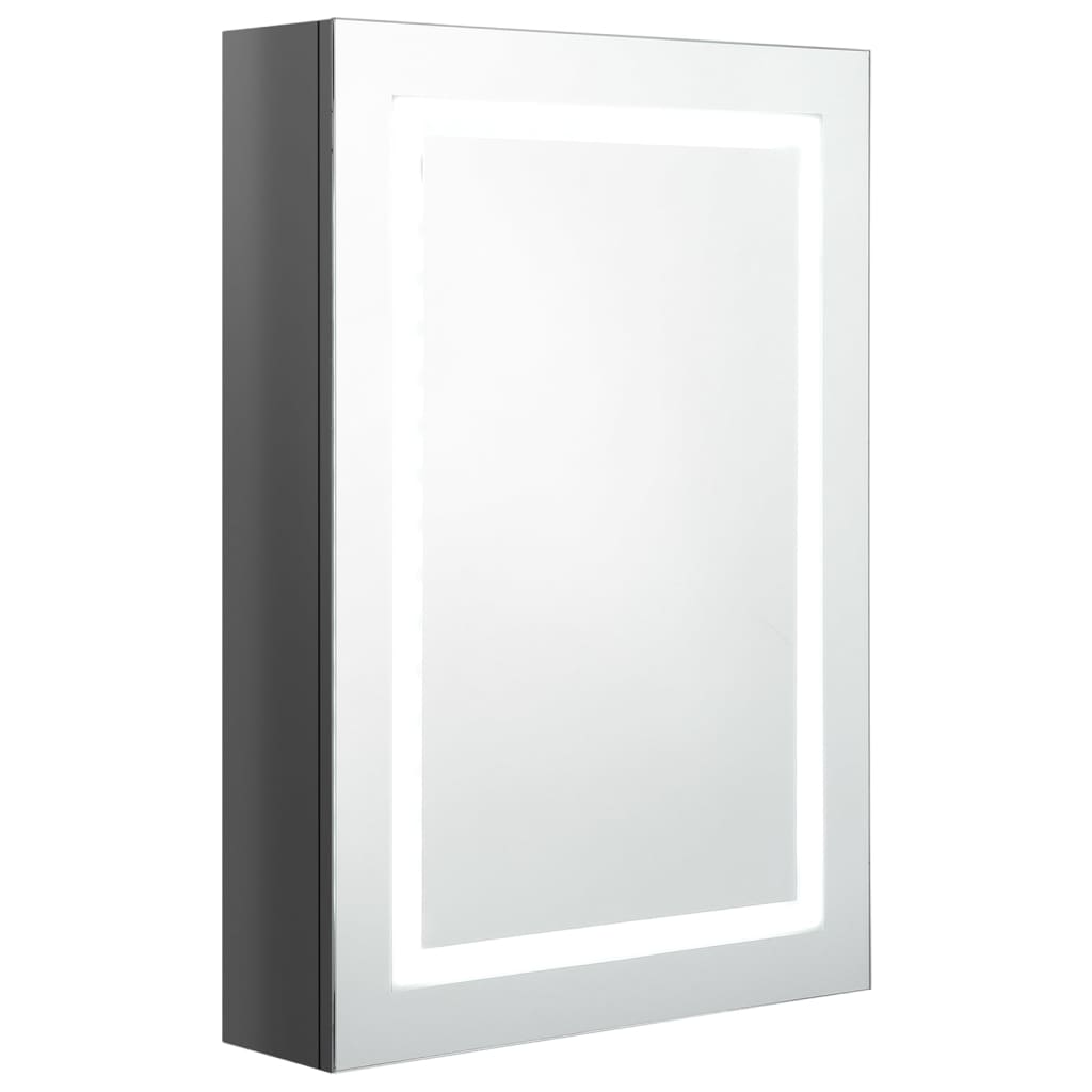 Vidaxl badkamerkast met spiegel en led 50x13x70 cm glanzend grijs