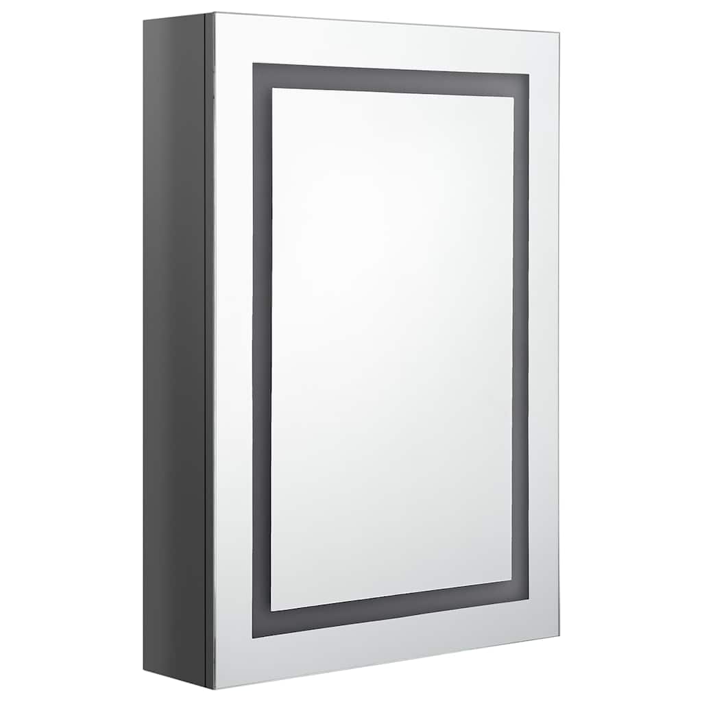 Vidaxl badkamerkast met spiegel en led 50x13x70 cm glanzend grijs